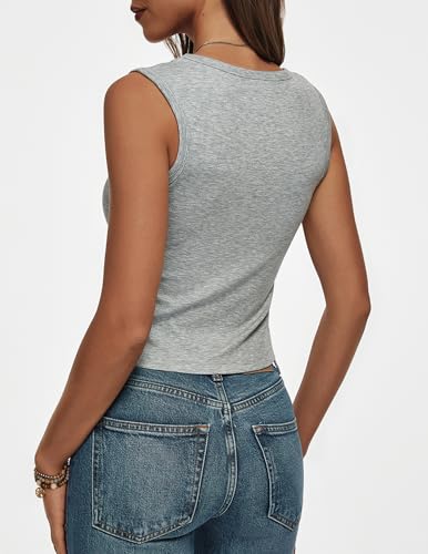 Women Wide Strap Ribbed Cropped Tank Tops 2025 Summer Trendy Crop Top Tight Fit Basic Sleeveless Camisole4