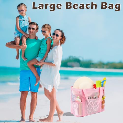 Image of Fammart Large Mesh Beach Bag for Women, Oversized Beach tote Swim Pool Bag
