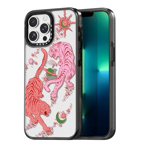 Coque iPhone 13 Pro antichoc noire Rosarnnah design tigre 6.1 pouces