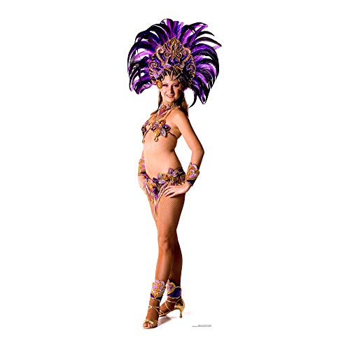 Silhouette en carton motif paon violet géant 194 cm de carnaval SC860