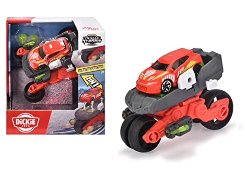 Dickie Toys - Rescue Hybrids Drone Bike, 11cm, Vehículo transformable, 2 en 1, Moto y Dron, Función Lanzaproyectiles, Incluye Coche 7,5cm, Adecuado a Partir de 3 años (203792001)