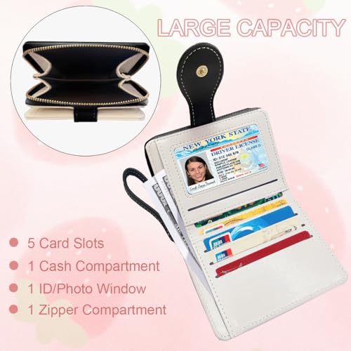 Image of Cute Print Wallet Blueberry Strawberry Cherry Wallet with Credit Card Holder Zipper Coin Purse for Women Girls (BEE)