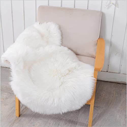 Hlzhou Soft Faux Fur Rug White Sheepskin Chair Cover Seat Pad Shaggy Area Rugs For Bedroom Sofa Living Room Floor(2 X 3 Feet （60 X 90 Cm） White) #TOP2