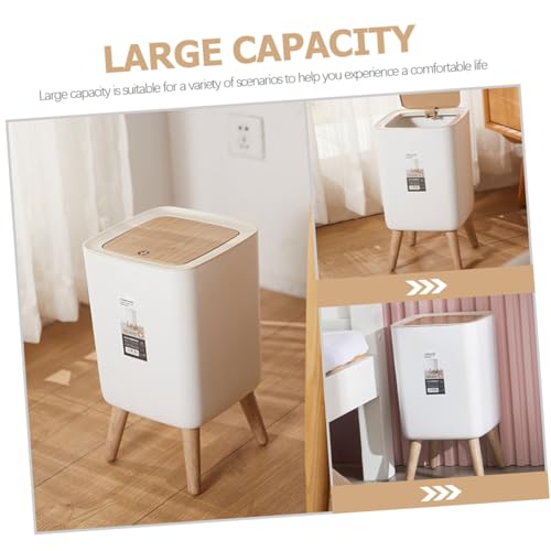Caneca de basura cuadrada con tapa madera 10 L miniatura 2