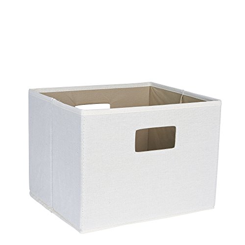 Household Essentials 119 Open Storage Bin with Handles - Beige Canvas,Natural White