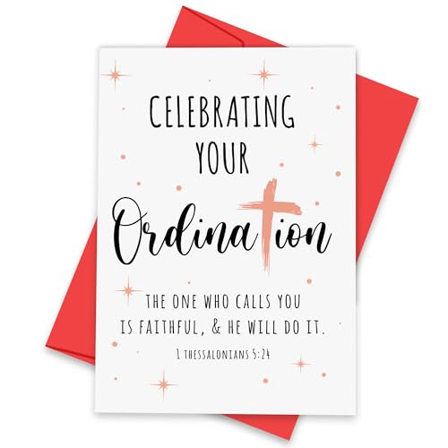 Carte de vœux d'ordination chrétienne 12,7x17,8 cm pour célébrer un nouveau ministère