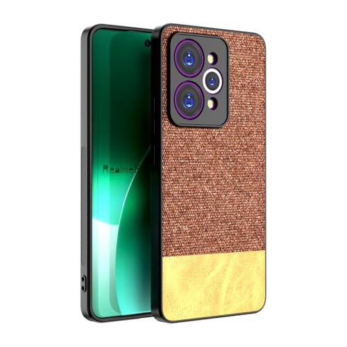 Image of Kapa Soft Fabric & Leather Hybrid Protective Back Cover for Realme 15 Pro 5G | Shockproof Slim Hard Anti Slip Back Case (Brown)