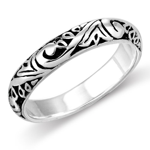 Sterling Silver Elegant Bali Style Filigree Scroll Design Everyday Band Ring (8.5)