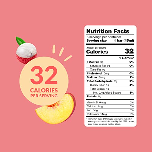 Real Fruit Freezer Pops Popsmalaya Ice Bars Lychee Peach, Freezie (36 Count), Ships Non Frozen, Low Calorie (32), 0.4G Added Sugar, 7G Net Carb, Gluten Free, Vegan, No Preservative Or Food Dye #TOP4