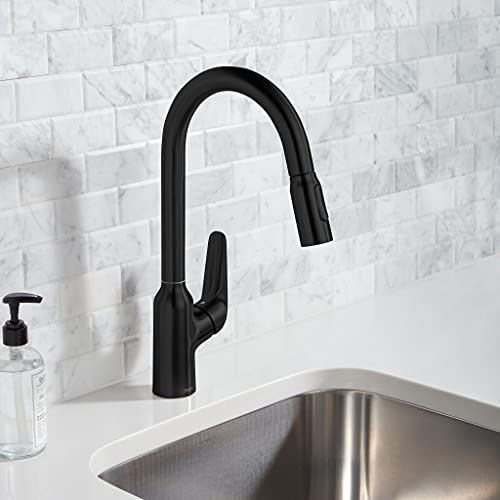 hansgrohe Focus N Black High Arc Kitchen Faucet, Kitchen Faucets with Pull Down Sprayer, Faucet for Kitchen Sink, Matte Black 71800671 by hansgrohe - Used condition - Image 2