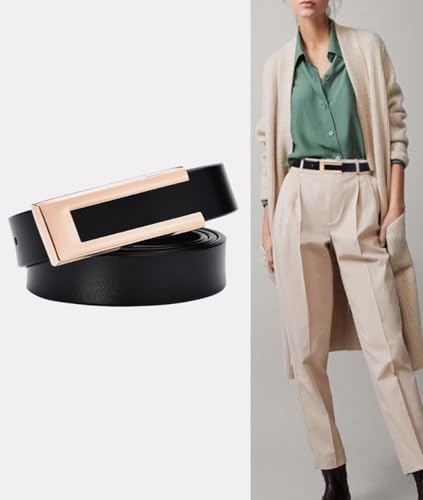 Women's Vintage Thin Belt,Ladies Belts for Dress Jeans with Gold Buckle