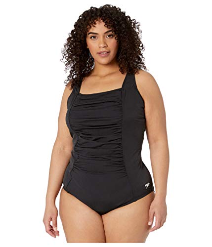 Model wearing Speedo Women's Endurance+ Shirred Tank.