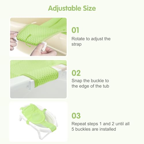 Image of Colorlife Baby Bath Seat Support Net Infant Bathing Seat Support Mat, Adjustable Comfortable Non-Slip Five-Pointed Baby Shower Net Bathtub Sit Up Mesh for Newborn 0-12 Months-Grass Green(No Bathtub)