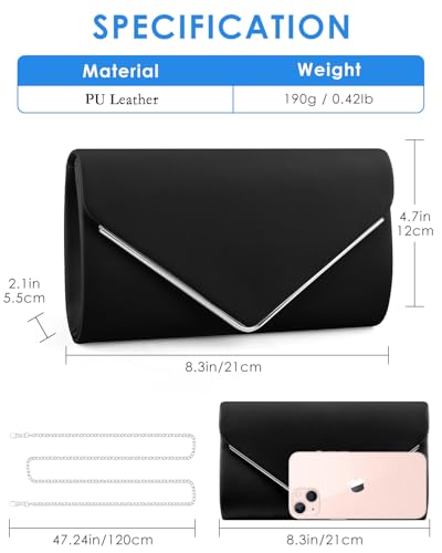 Image of TINDTOP Clutch Purses for Women, PU Leather Formal Evening Bags Shoulder Party Handbags Wedding Cocktail Prom Clutches
