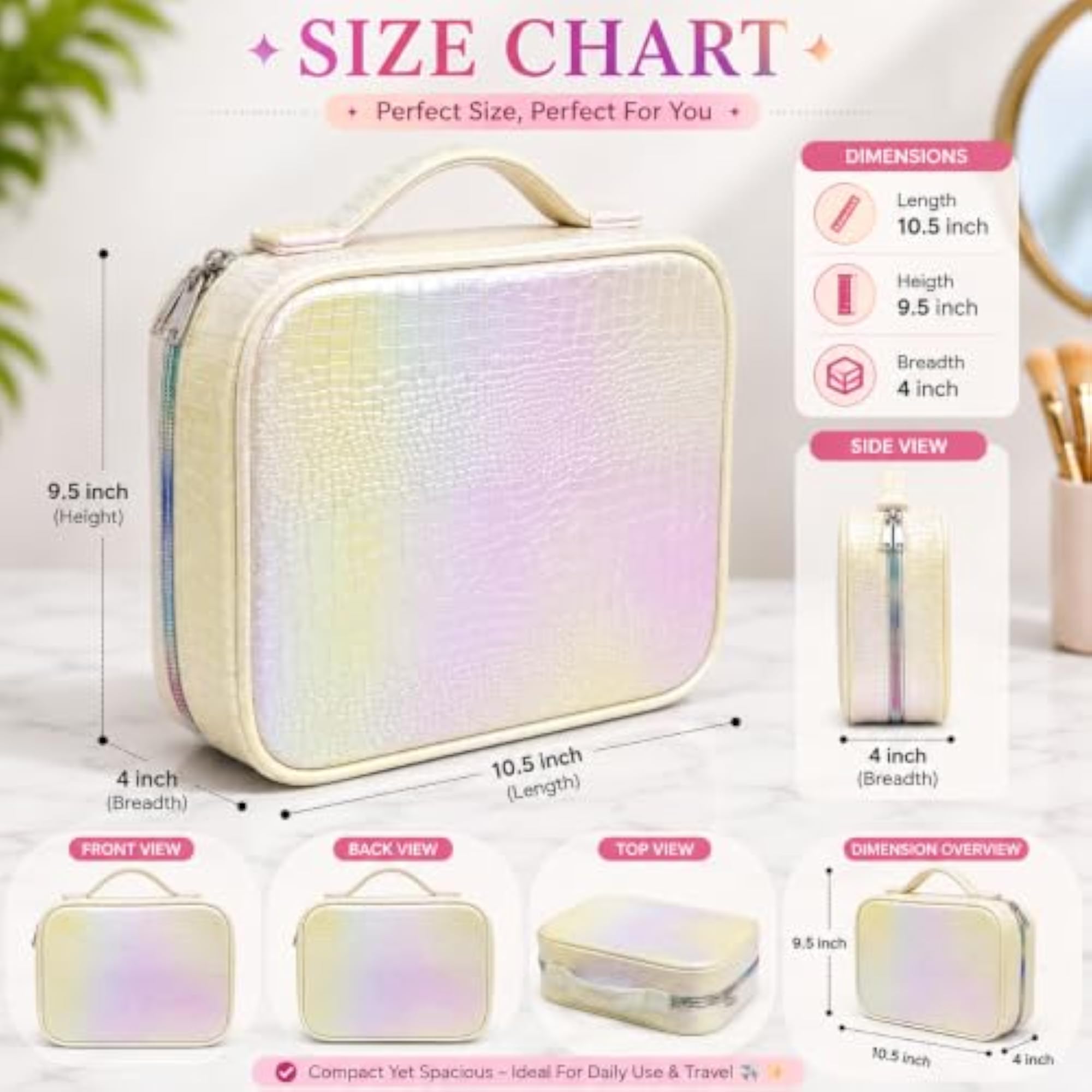 Travel Shimmer Cosmetic Bag, Large Capacity Organizer