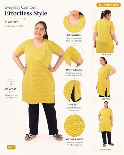 Image of In Love Women's All-Over Printed Cotton Plus Size Longline T-Shirt with Pockets