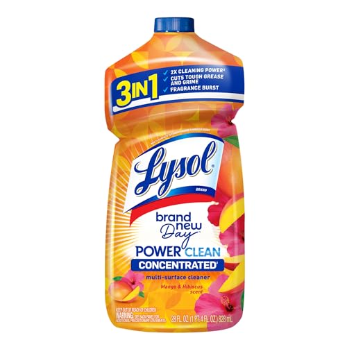 Lysol Power Clean Multi-Surface Cleaner, 2x Concentrated Pour, Mango & Hibiscus, 28 Fl Oz