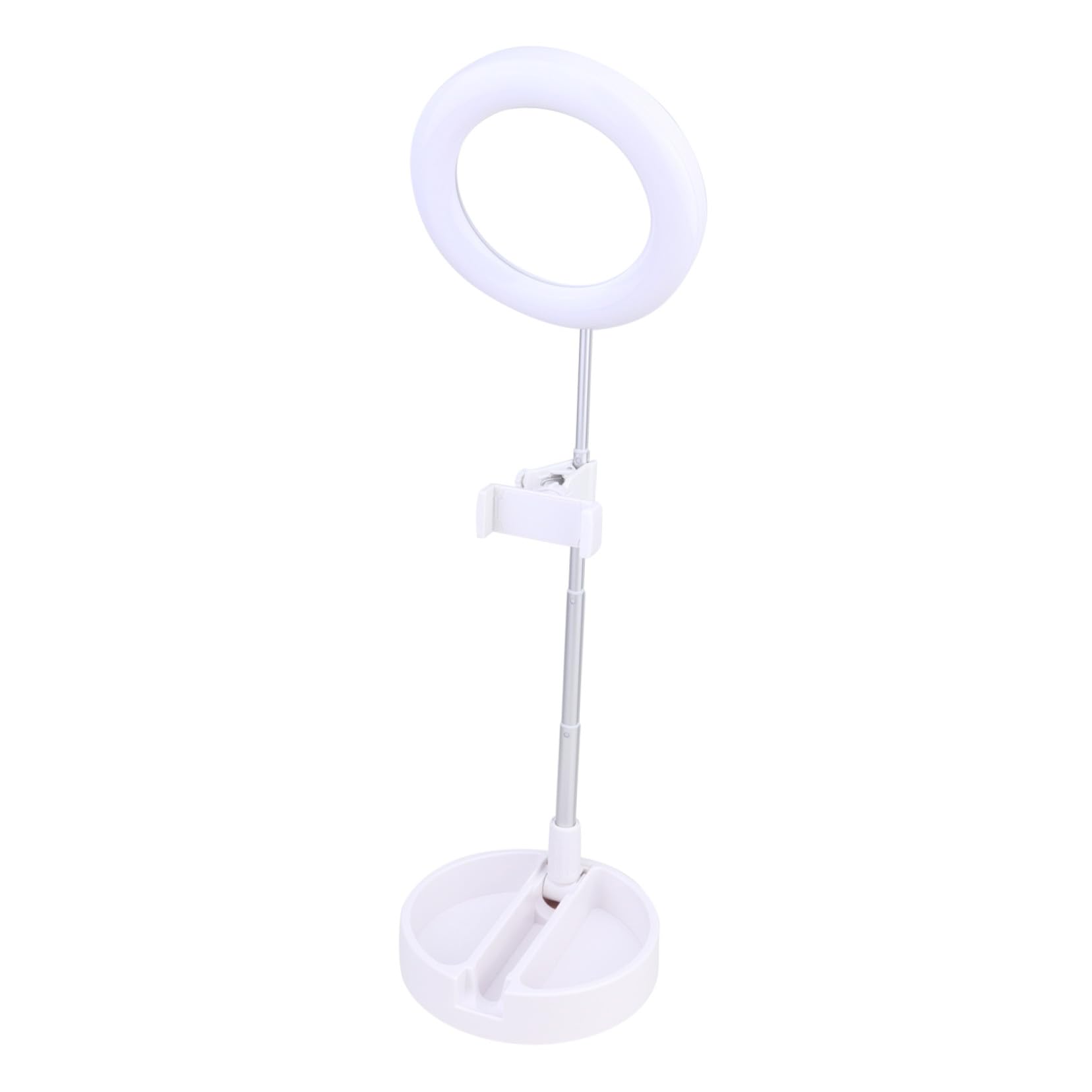 GALPADA Lampada da Tavolo LED ad Anello per Selfie e Trucco con Supporto Regolabile per Cellulare Luce Bianca Multifunzionale per Video Fotografia e Streaming Live