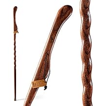 Brazos Handcrafted Wood Walking Stick, Twisted Oak, Hitchhiker Style Handle, for Men & Women, Made in The USA