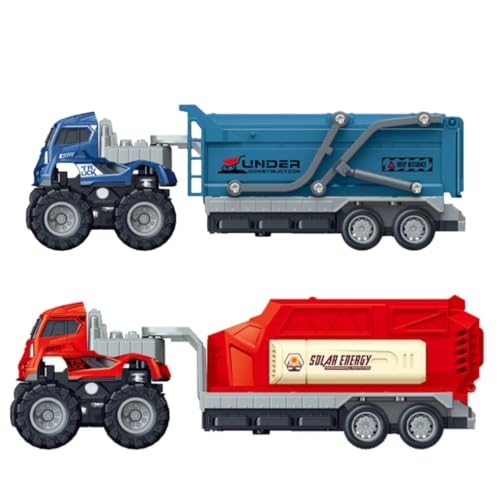 Image of Engineering & Solar Transport Truck 1:43 Metal Toys Alloy Diecast Truck Set Toy, Diecast Miniature Car Model Best Birthday Gift for Kids[Multicolor = Pack of 2 Truck]