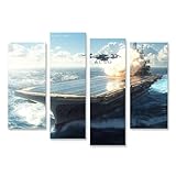 islandburner Prime Bild auf Leinwand Futuristischer Flugzeugträger auf hoher See für Wohnzimmer Technikbegeisterte Technikladen Bilder Wandbilder Poster