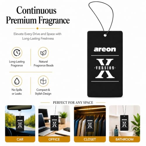 Image of AREON X Version Black Crystal Paper Hanging Car Air Freshener - Pack of 12
