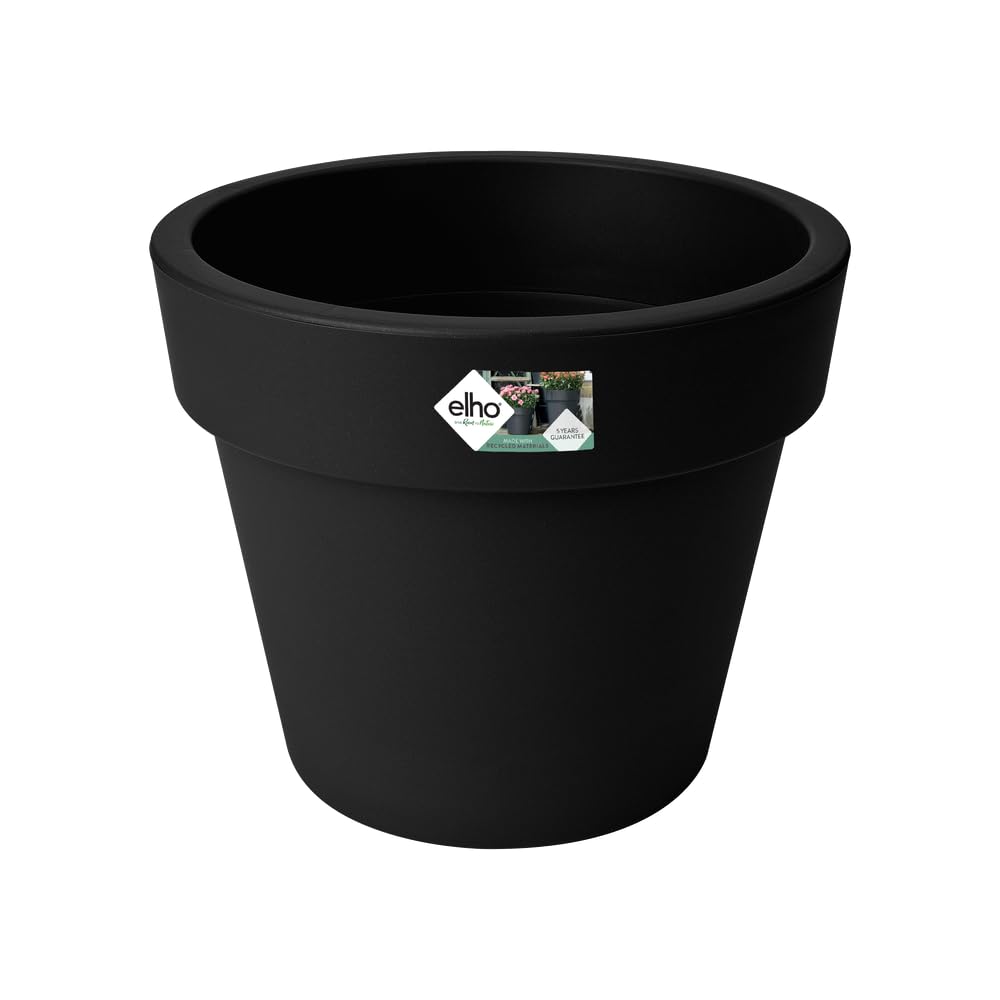 elho Green Basics Top Planter 40 - Flower Pot for Outdoor - Ø 39.0 x H 33.0 cm - Black/Living Black