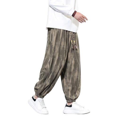 Tripleberly Men's Harem Pants Wide Leg Loose Baggy Pants Pajama Hippie Aladdin Festival Elastic Drop Crotch Boho Trousers4