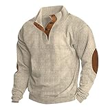 FSAHJKEE My Recent Orders,Men's Quarter Zip Fleece Sherpa Pullover Sweater Long Sleeve Stand Collar Sweatshirt Top with Kangaroo Pockets Long Sleeve Work Shirts for Men Men Sweatshirt (M,White)