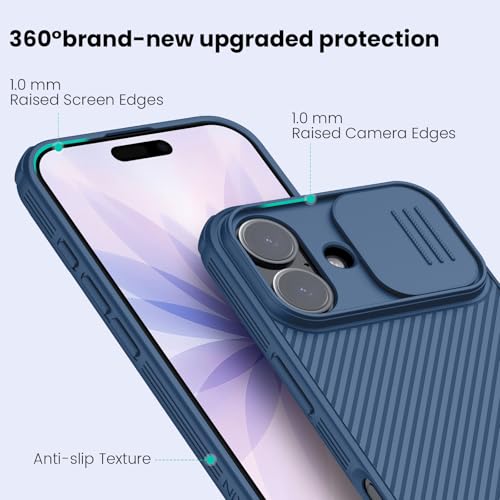 Image of Nillkin for iPhone 17 Case with Slide Camera Cover, Thin Slim Fit, Shockproof Protective, Protector Privacy, Phone Case iPhone 17 Camera Lens Protector 6.3 inch, Blue