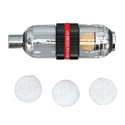 Acogedor スプレーガン用ウォーターオイルセパレーター 3つのフィルターコットン付属 取り付け簡単 多くのエアブラシに適用可能 (黒)