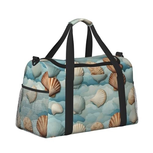 Sea Shell Print Travel Hand Travel Bag Weekender Overnight Carry On Tote Foldable Crossbody Bag3