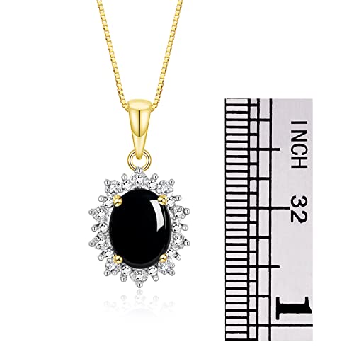 Image of Rylos Women's Yellow Gold Plated Silver Princess Diana Ring & Pendant Set. Gemstone & Diamonds, 9X7MM Birthstone. Matching Friendship Jewelry, Sizes 5-10.