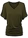 Made By Johnny MBJ WT1037 V Neck Short Sleeve Dolman Top with Side Shirring L Olive