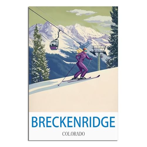 Poster Breckenridge Colorado | Affiche de voyage vintage grand format 50x75 cm pour cadre mural