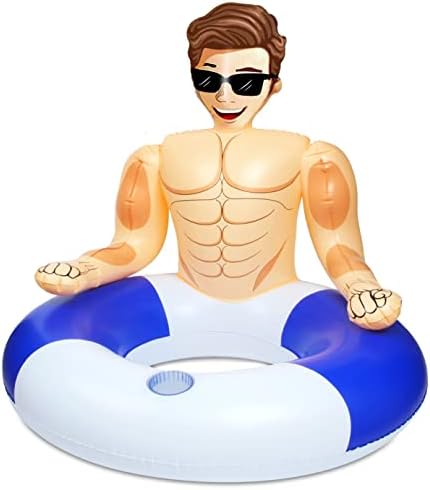 Silph PLC Pool Float-Drinking Buddies, Inflatable Swim Ring with Cup Holder for Party, Pool Toys for Adult/Kids Relaxing & Pool Hunk Ring for Lifeguard