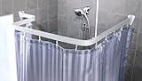 WINKELSTANGE BARRIEREFREI WEISS - Bequemes durchschieben des Vorhangs ohne Hindernis - DUSCHVORHANGSTANGE FÜR DUSCHVORHANG! NEUES SYSTEM! CORNER SHOWER ROD!