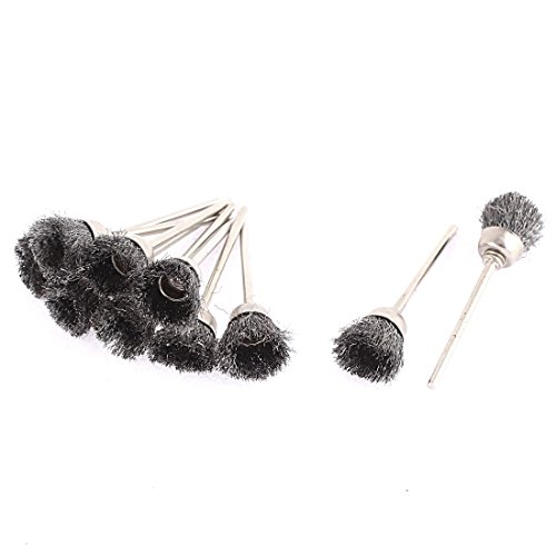 uxcell 2.3mm Shank Rotary Tool Steel Wire Brushes Drill End Polishing 10pcs