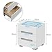 ROSPFKELSC Smart Bedside Table with Wireless Charging, 3-Color LED Lights & 3 Drawers, Nightstand for Bedroom & Living Room, Black/White