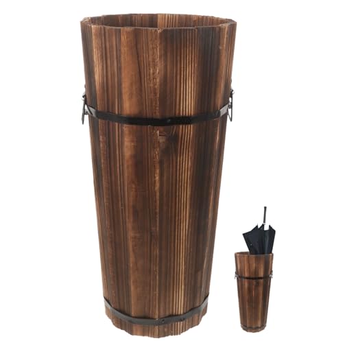 Ciieeo Wood Umbrella Holder, Umbrella Stand for Entryway Umbrella Rack Cane Walking Sticks Holder Wine Barrel Planter for Home Kitchen Office Decoration