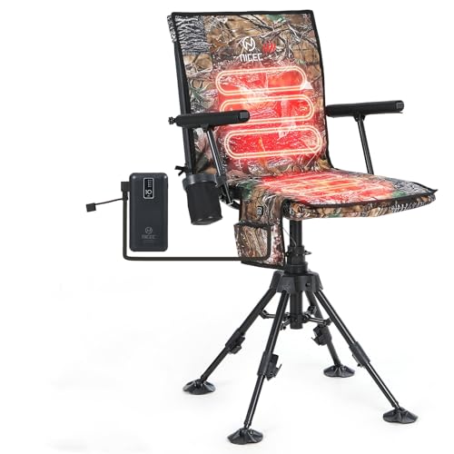 Nice C Heated Swivel Hunting Blind Chair, 360 Degree Silent...