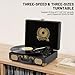 Vinyl Record Player Bluetooth 3-Speed Portable Vintage Suitcase with Built-in Speakers, RCA Line Out AUX in Headphone Jack Vintage Turntable, Black