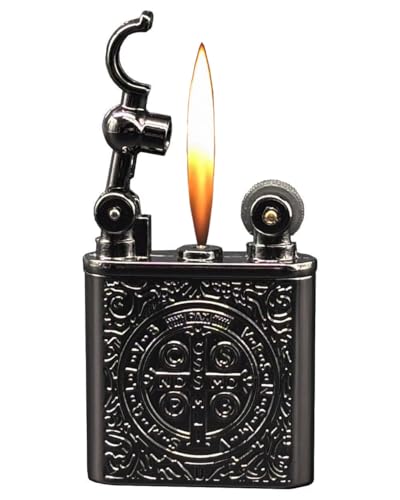 Encendedor vintage recargable de butano metálico negro