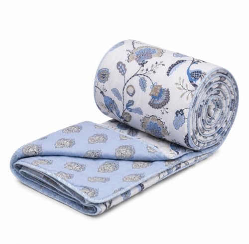 Image of RRC Jaipuri Floral Print Double Bed Razai | Cotton Lightweight AC Quilt | Soft Jaipuri Rajai | 200 GSM Summer Comforter | Double Bed Quilt Pack of 1