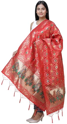 Brocade Dupatta from Gujarat with Birds and Geometric Motifs All-Over2