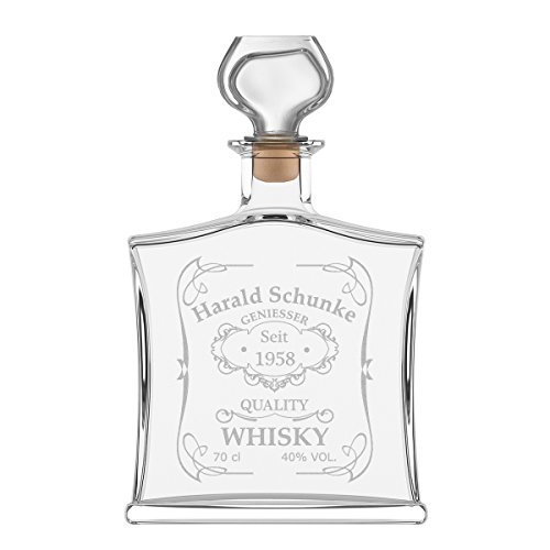 polar-effekt Personalisierte Edle Whiskyflasche mit Gravur - 700 ml Dekanter mit Glass Verschluss - Whisky-Karaffe Geschenk zum Geburtstag - Motiv Quality Whisky