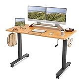 FEZIBO Crank Adjustable Height Standing Desk, 55 x 24 Inches Manual Stand up Desk, Sit Stand Desk...