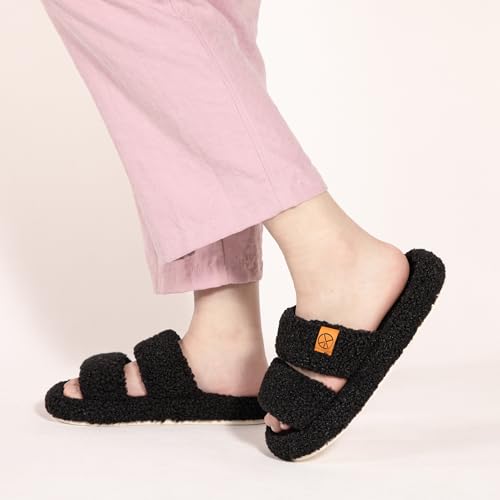 Women's House Slippers Open Toe Indoor Slippers Memory Foam House Shoes with Soft Fleece2