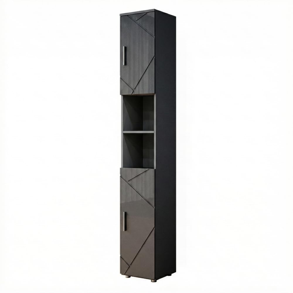 Vicco Bathroom cabinet Irma, Anthracite high gloss, 30 x 192 cm, for storing bathroom accessories and compatible with the Irma series