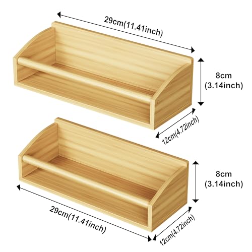 Image of 2 Pack Magnetic Spick Rack for Refrigerator, Fridge Organizer Shelf, Bamboo Wood